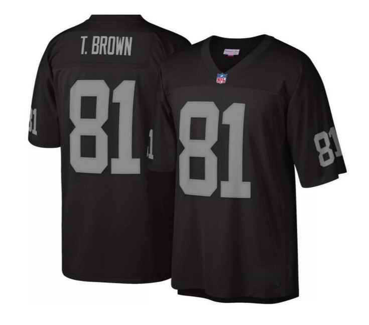 Men's Las Vegas Raiders #81 Tim Brown Black Mitchell & Ness Stitched Jersey