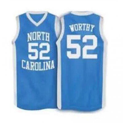 Men's North Carolina Tar Heels #52 James Worthy Blue Throwback Stitched Jersey