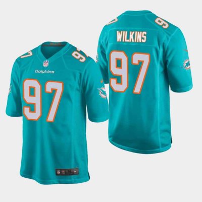 Men's Miami Dolphins#97 Christian Wilkins Aqua NFL Game Jersey