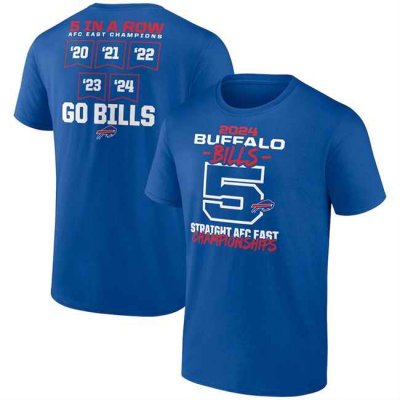 Men's Buffalo Bills Royal 2024 Five-Straight AFC East Division Championships T-Shirt