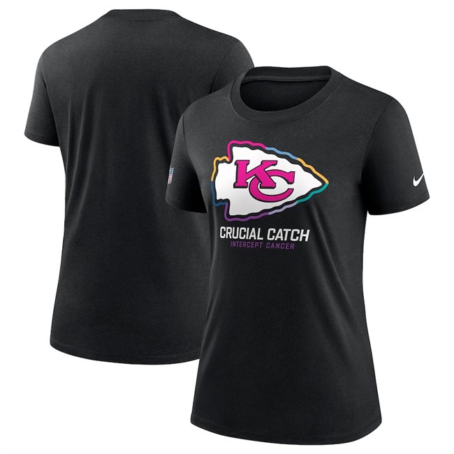 Women's Kansas City Chiefs Black 2024 Crucial Catch T-Shirt(Run Small)