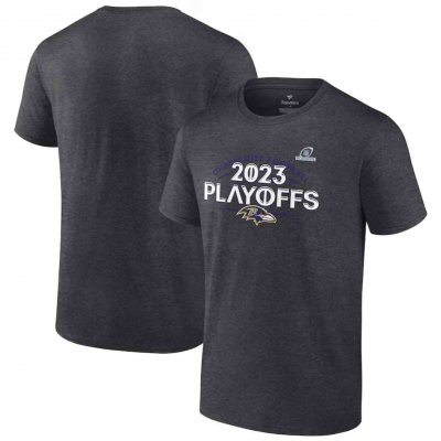 Men's Baltimore Ravens Heather Charcoal 2023 NFL Playoffs T-Shirt