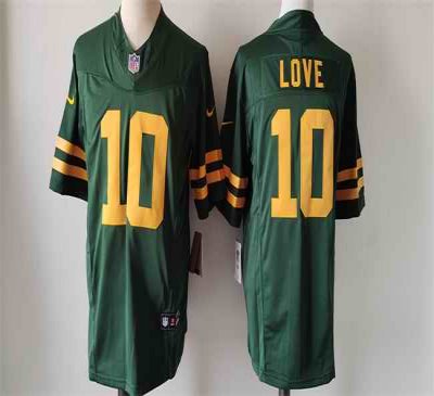 Men's Green Bay Packers  #10 Jordan Love Green Color Rush 2023 F.U.S.E. Limited Stitched Football Jersey