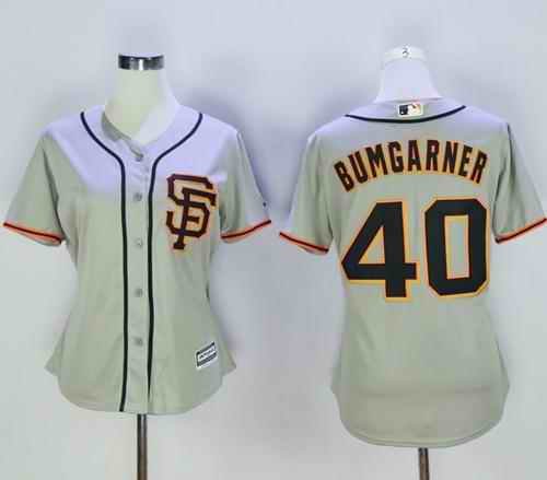 Giants #40 Madison Bumgarner Grey Women's Road 2 Stitched MLB Jersey