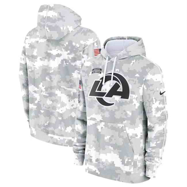 Youth Los Angeles Rams 2024 White/Gray Salute To Service Pullover Hoodie