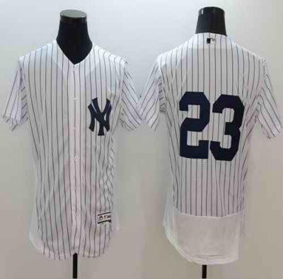 Yankees #23 Don Mattingly White Strip Flexbase Authentic Collection Stitched MLB Jersey