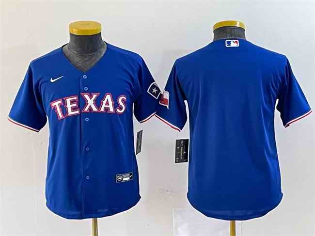 Youth Texas Rangers Blank Royal With Patch Stitched Baseball Jersey