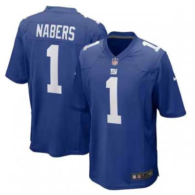 Men's New York Giants #1 Malik Nabers Royal 2024 First Round Pick Football Stitched Game Jersey