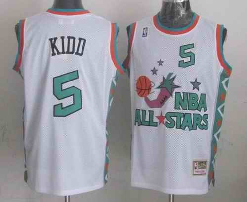 Mitchell And Ness Mavericks #5 Jason Kidd White 1996 All star Stitched NBA Jersey