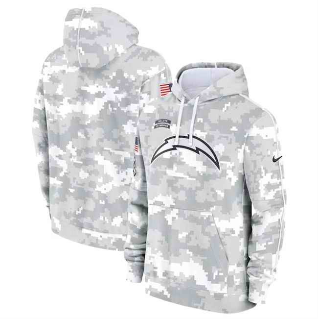 Youth Los Angeles Chargers 2024 White/Gray Salute To Service Pullover Hoodie