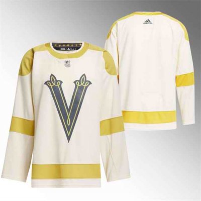 Men's Vegas Golden Knights Blank Cream 2024 Winter Classic Breakaway  Stitched Jersey