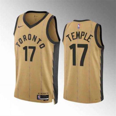 Men's Toronto Raptors #17 Garrett Temple Gold 2023/24 City Edition Stitched Basketball Jersey