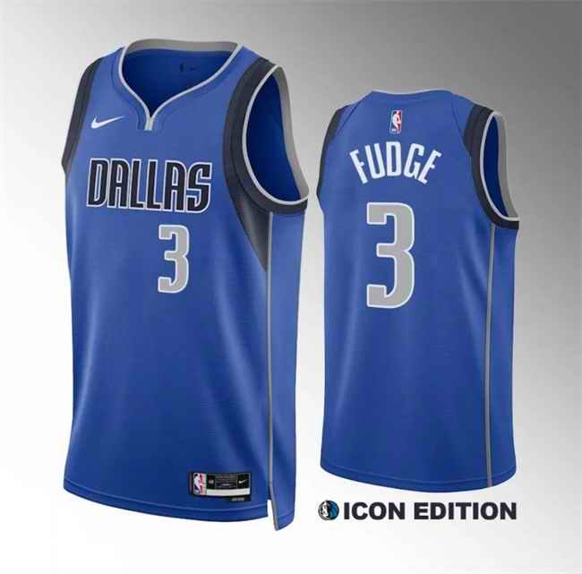 Men's Dallas Mavericks #3 Alex Fudge Blue Icon Edition Stitched  Basketball Jersey