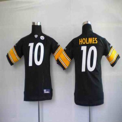 Steelers #10 Santonio Holmes Black Stitched Youth NFL Jersey