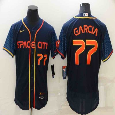 Men's Houston Astros #77 Luis Garcia 2022 Navy City Connect Flex Base Stitched Baseball Jersey