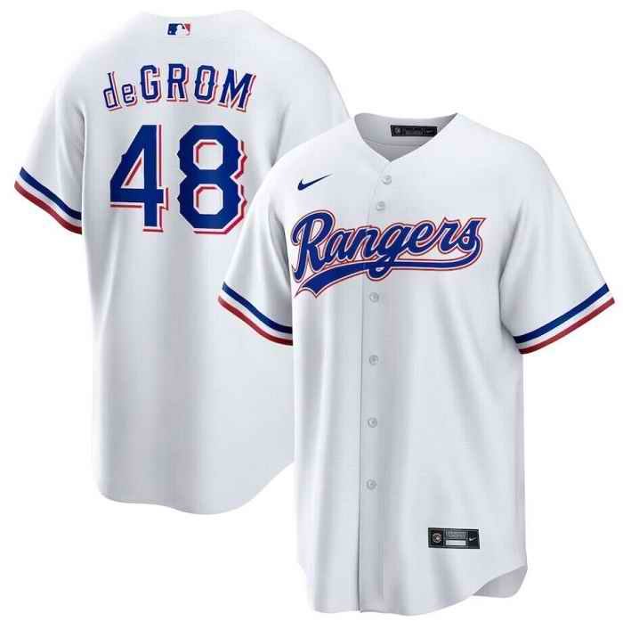 Men's Texas Rangers #48 Jacob deGrom White Cool Base Stitched Baseball Jersey