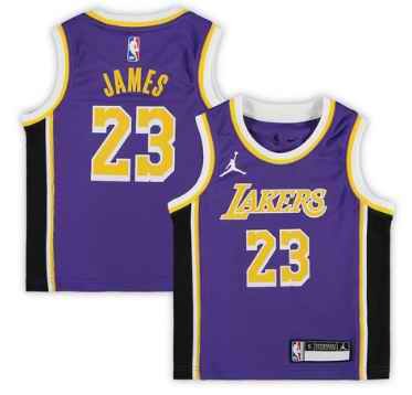 Toddlers Los Angeles Lakers #23 LeBron James Purple Statement Edition Stitched Jersey