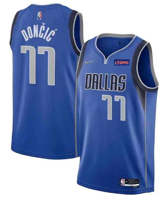 Men's Dallas Mavericks #77 Luka Doncic 75th Anniversary Blue Stitched Basketball Jersey