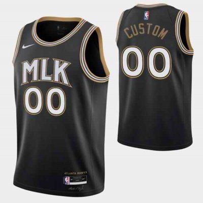 Men's Atlanta Hawks Customized Black MLK City Swingman 2020-21 Stitched Jersey