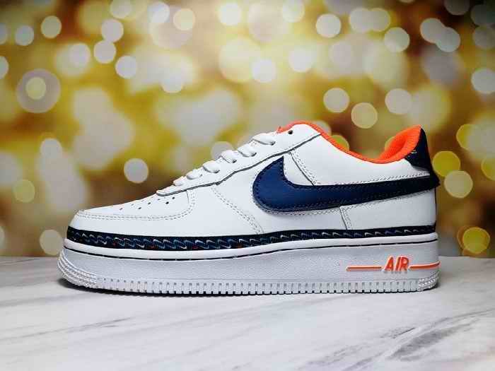 Women's Air Force 1 White/Orange/Navy Shoes 0180