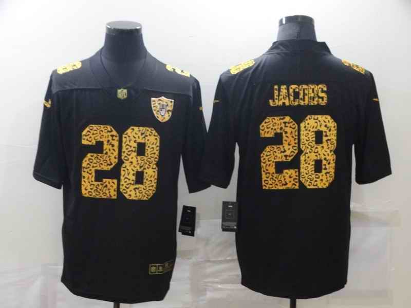 Men's Las Vegas Raiders #28 Josh Jacobs 2020 Black Leopard Print Fashion Limited Stitched Jersey