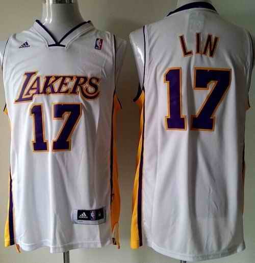 Revolution 30 Lakers #17 Jeremy Lin White Stitched NBA Jersey