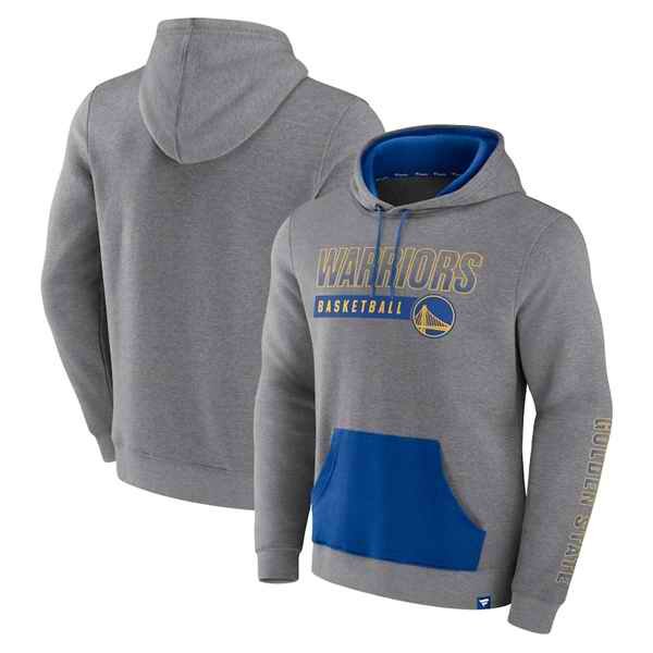 Men's Golden State Warriors Heathered Gray Off The Bench Color Block  Pullover Hoodie