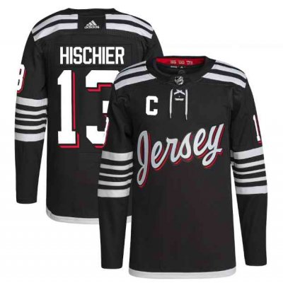 Men's New Jersey Devils #13 Nico Hischier 2021/22 Black Stitched Jersey