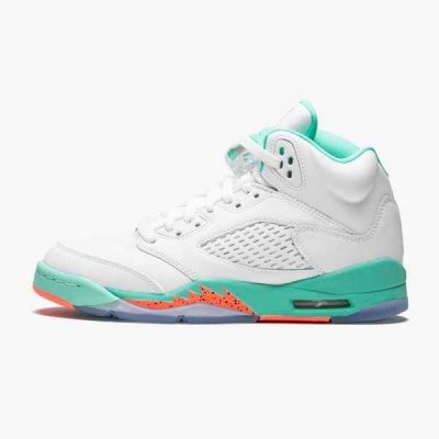 Men's Running Weapon Air Jordan 5 White/Aqua Shoes 048