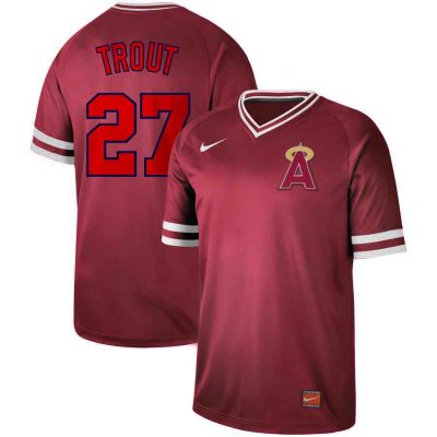 Men's Los Angeles Angels #27 Mike Trout Red Cooperstown Collection Legend Stitched MLB Jersey