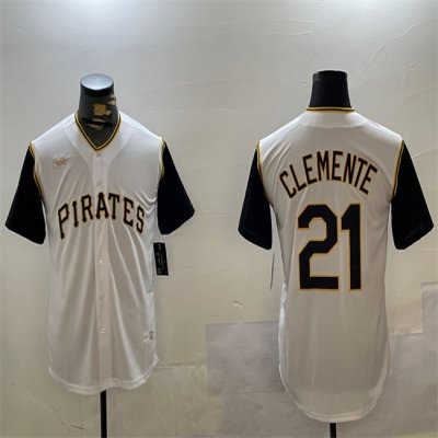 Men's Pittsburgh Pirates #21 Roberto Clemente White Cool Base Stitched Jersey