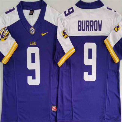 Men's LSU Tigers #9 Joe Burreaux Purple/White F.U.S.E. Stitched Jersey