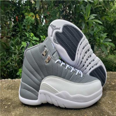 Men's Running weapon Air Jordan 12 Grey/White Shoes 031