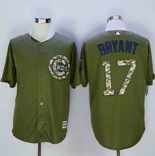 Cubs #17 Kris Bryant Green Camo New Cool Base Stitched MLB Jersey