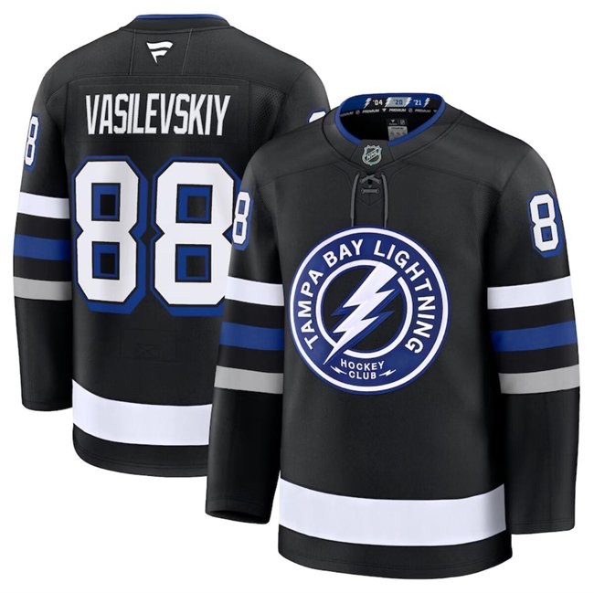 Men's Tampa Bay Lightning Active Player Custom Black 2024-25 Alternate Stitched Hockey Jersey