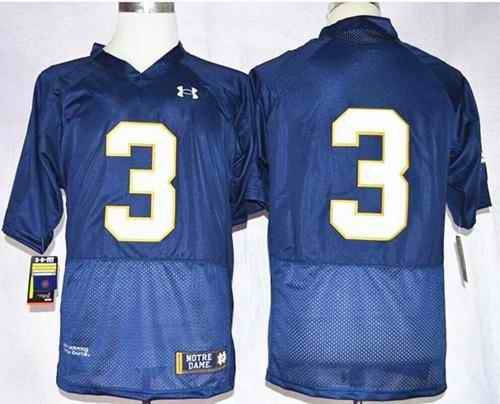 Fighting Irish #3 Joe Montana Navy Blue Shamrock Series Stitched NCAA Jersey