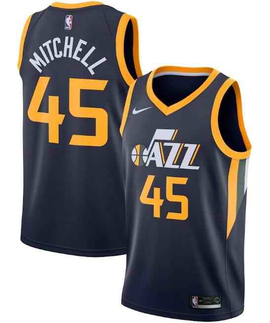 Men's Utah Jazz #45 Donovan Mitchell Navy Icon Edition Swingman Stitched Jersey