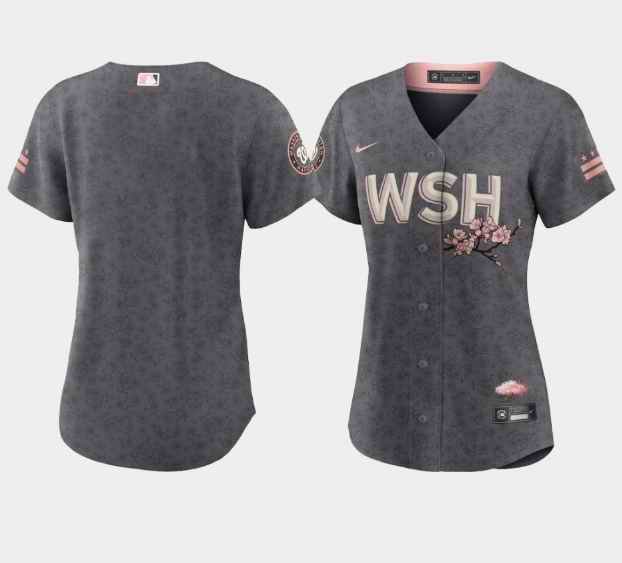 Women's Washington Nationals Blank 2022 Grey City Connect Cherry Blossom Stitched Jersey(Run Small)