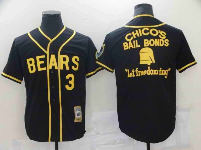 Men's Chico's bail bonds bad news bears #3 black Stitched Jersey