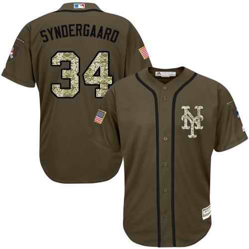 Mets #34 Noah Syndergaard Green Salute to Service Stitched Youth MLB Jersey