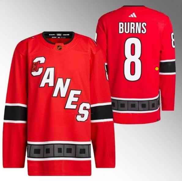 Men's Carolina Hurricanes #8 Brent Burns 2022/23 Reverse Retro Red Stitched Jersey