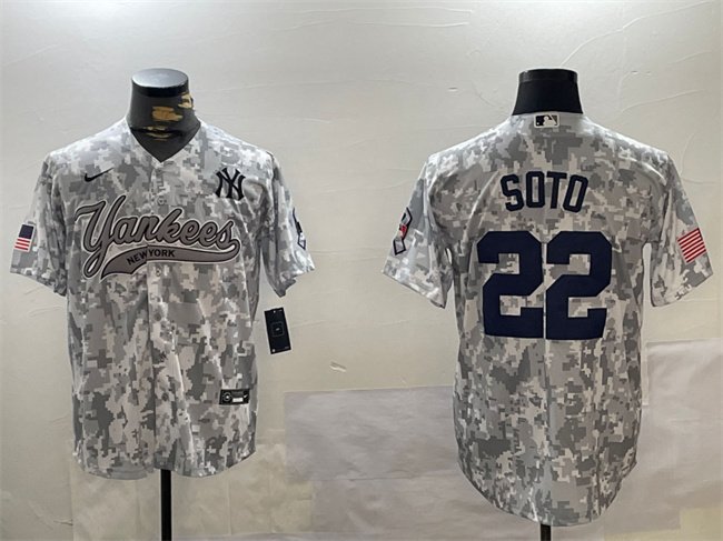 Men's New York Yankees #22 Juan Soto 2024 Arctic Camo Stitched Baseball Jersey