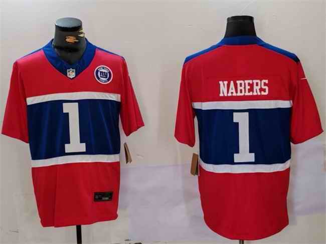 Men's New York Giants #1 Malik Nabers Red 2024 F.U.S.E. With Patch Vapor Untouchable Limited Stitched Jersey