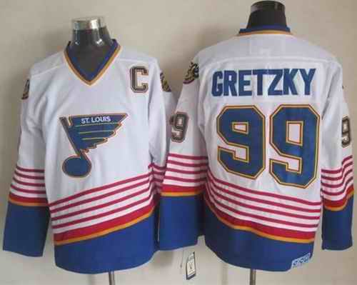 Blues #99 Wayne Gretzky White CCM Throwback Stitched NHL Jersey