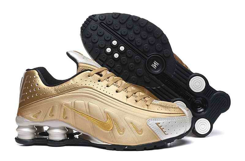 Men's Running Weapon Shox R4 Shoes Golden 021