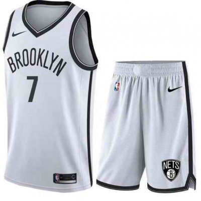 Men's Brooklyn Nets #7 Kevin Durant White 2019 Stitched NBA Jersey(With Shorts)