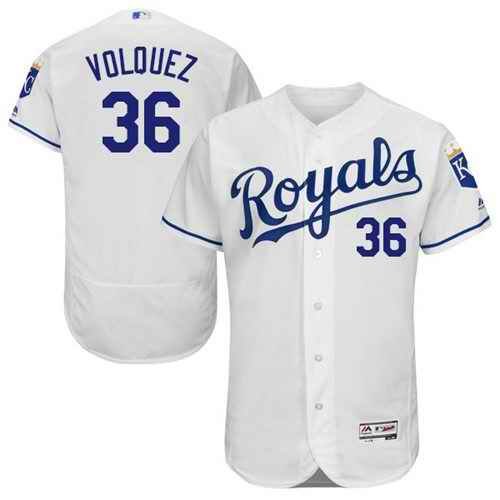 Royals #36 Edinson Volquez White Flexbase Authentic Collection Stitched MLB Jersey