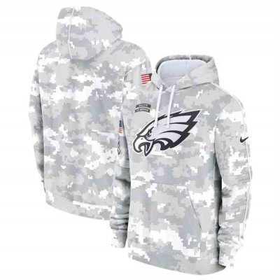 Youth Philadelphia Eagles 2024 White/Gray Salute To Service Pullover Hoodie