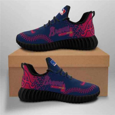 Men's Atlanta Braves Mesh Knit Sneakers/Shoes 005