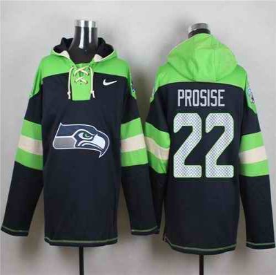 Nike Seahawks #22 C. J. Prosise Navy Blue Player Pullover NFL Hoodie